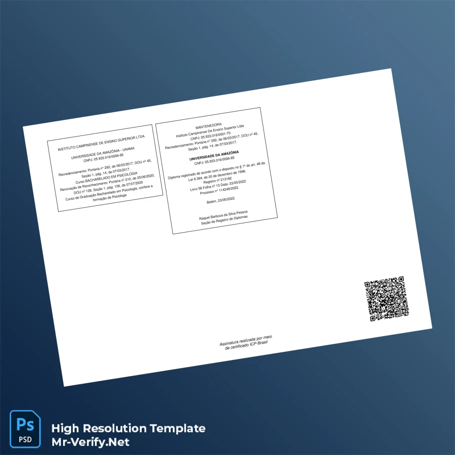 Brazil University of Amazonia Bachelor of Psychology Template – Fully Editable & Print-Ready 2 Page Brazil University of Amazonia Bachelor of Psychology Template – Fully Editable & Print-Ready 2 Page