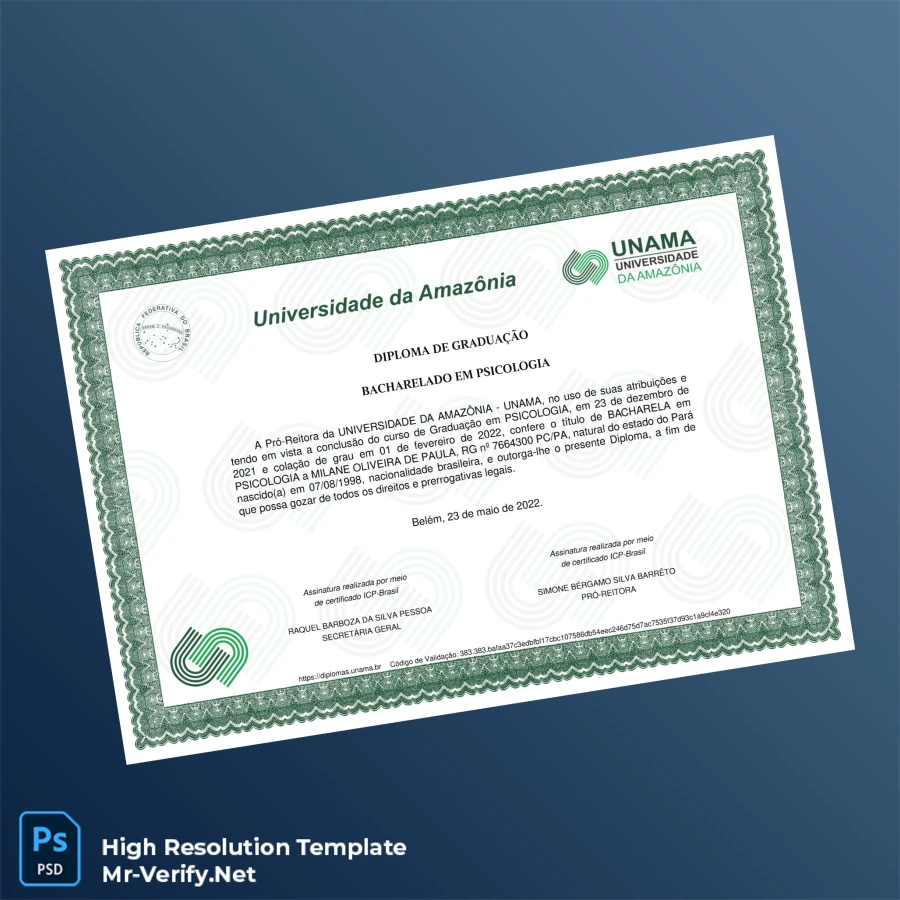 Brazil University of Amazonia Bachelor of Psychology Template – Fully Editable & Print-Ready 2 Page Brazil University of Amazonia Bachelor of Psychology Template – Fully Editable & Print-Ready 2 Page