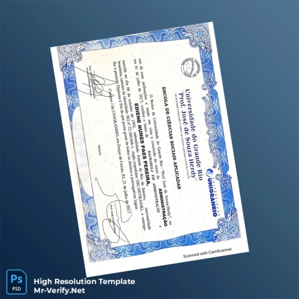 Brazil University of Grande Rio Bachelor’s Degree in Administration – Fully Editable & High Resolution 2 Page Brazil University of Grande Rio Bachelor’s Degree in Administration – Fully Editable & High Resolution 2 Page