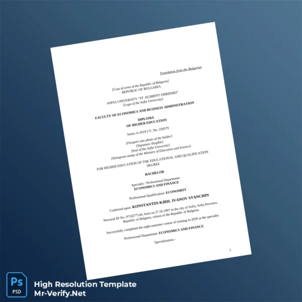 Bulgaria Sofia University Bachelor of Science in Economics and Finance Template – Fully Editable & Print-Ready 3 Page Bulgaria Sofia University Bachelor of Science in Economics and Finance Template – Fully Editable & Print-Ready 3 Page