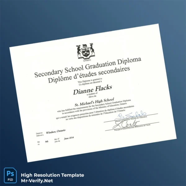 Canada St. Michael’s High School High School Diploma Template – Fully Editable & Print-Ready Canada St. Michael’s High School High School Diploma Template – Fully Editable & Print-Ready