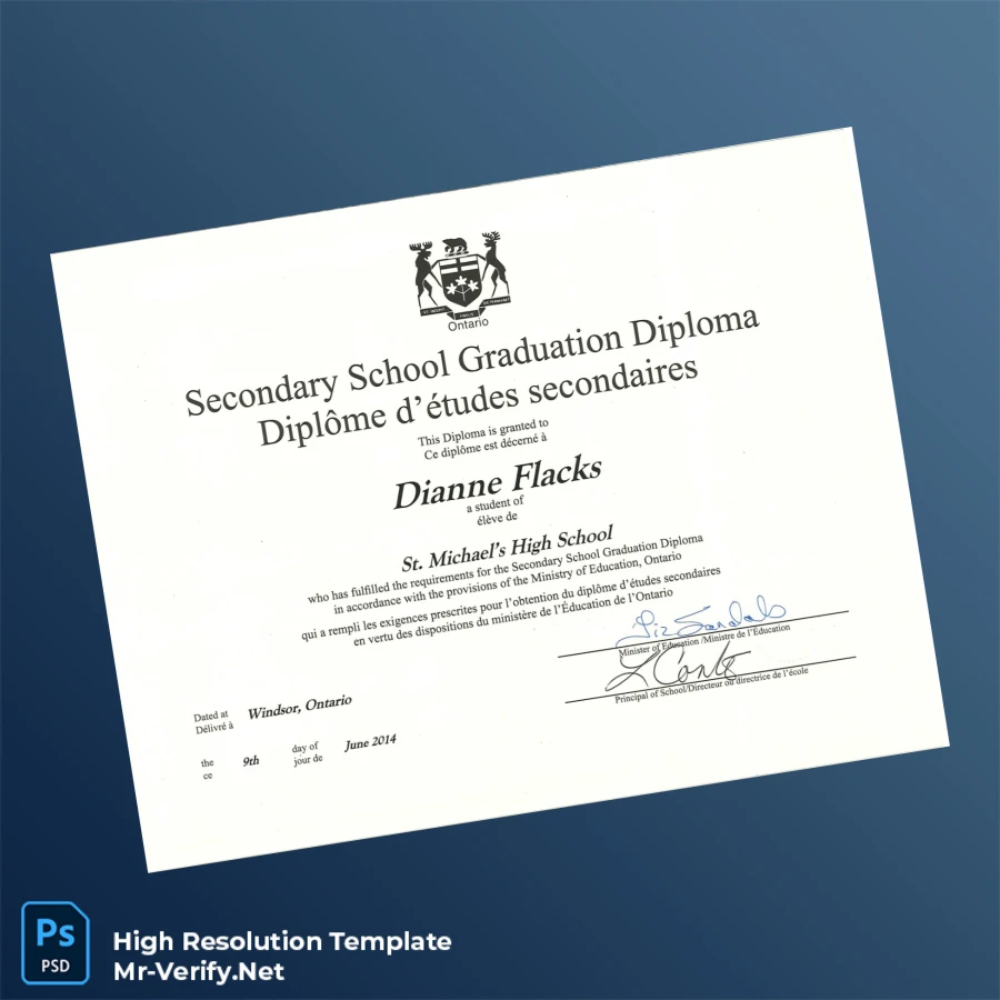 Canada St. Michael’s High School High School Diploma Template – Fully Editable & Print-Ready Canada St. Michael’s High School High School Diploma Template – Fully Editable & Print-Ready