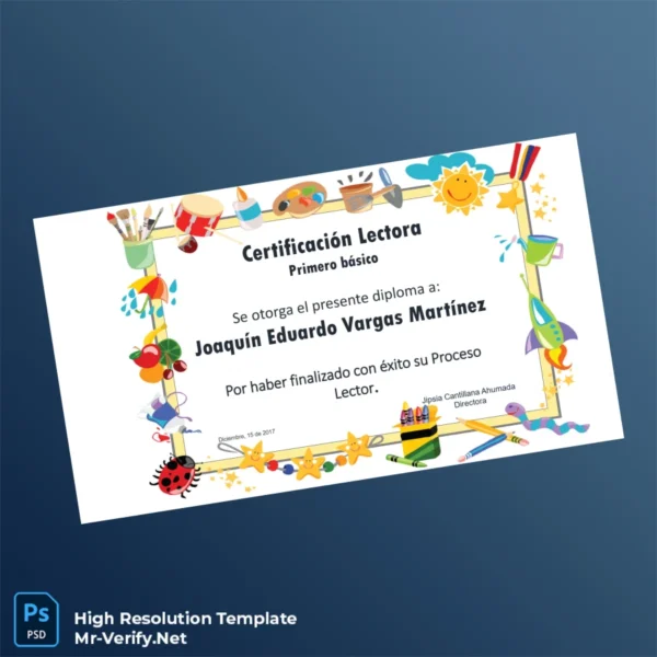 Chile Certificación Lectora Primero Básico Template – Fully Editable & Print-Ready Chile Certificación Lectora Primero Básico Template – Fully Editable & Print-Ready