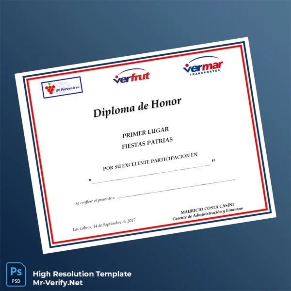 Chile Diploma de Honor in Fiestas Patrias Template – Fully Editable & Print-Ready 2 Page Chile Diploma de Honor in Fiestas Patrias Template – Fully Editable & Print-Ready 2 Page