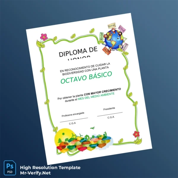 Chile Diploma of Honor in Recognition of Caring for Biodiversity – Fully Editable High Resolution Chile Diploma of Honor in Recognition of Caring for Biodiversity – Fully Editable High Resolution