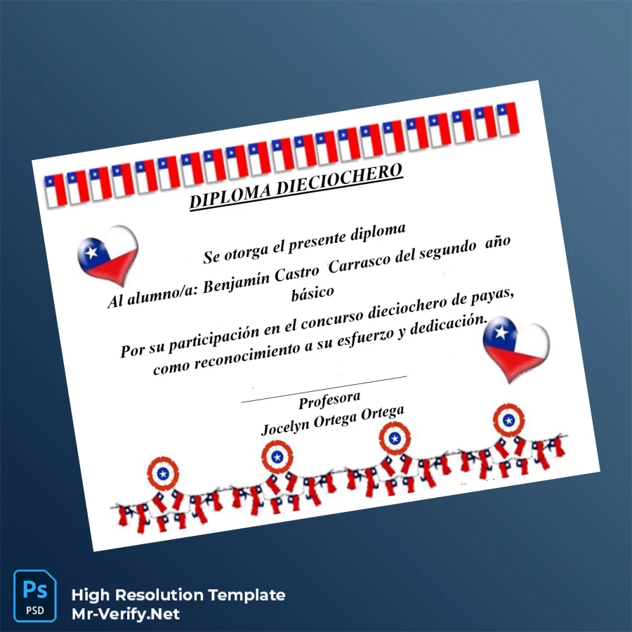 Chile Jocelyn Ortega Ortega Diploma Template – Fully Editable & Print-Ready 4 Page Chile Jocelyn Ortega Ortega Diploma Template – Fully Editable & Print-Ready 4 Page