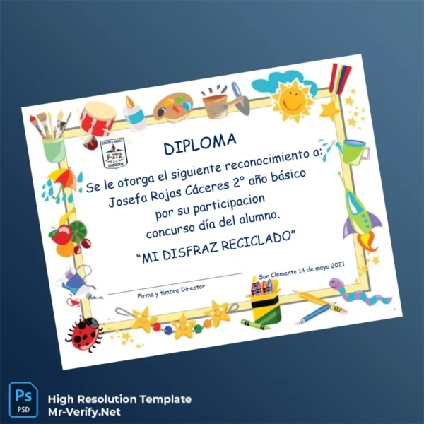 Chile San Clemente School Diploma Template – Fully Editable & Print-Ready Chile San Clemente School Diploma Template – Fully Editable & Print-Ready