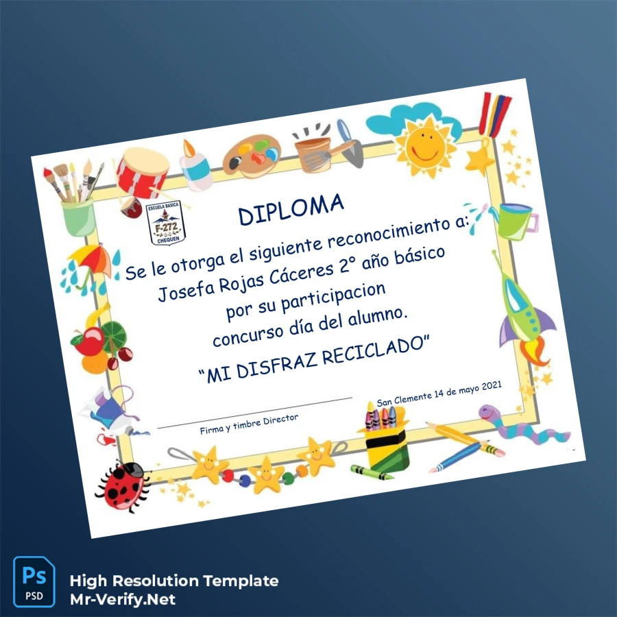Chile San Clemente School Diploma Template – Fully Editable & Print-Ready Chile San Clemente School Diploma Template – Fully Editable & Print-Ready