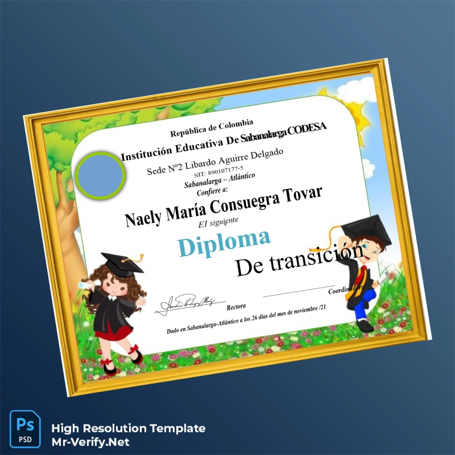 Colombia Institución Educativa De Sabanalarga CODESA Diploma of Transition – Fully Editable & Print-Ready Colombia Institución Educativa De Sabanalarga CODESA Diploma of Transition – Fully Editable & Print-Ready