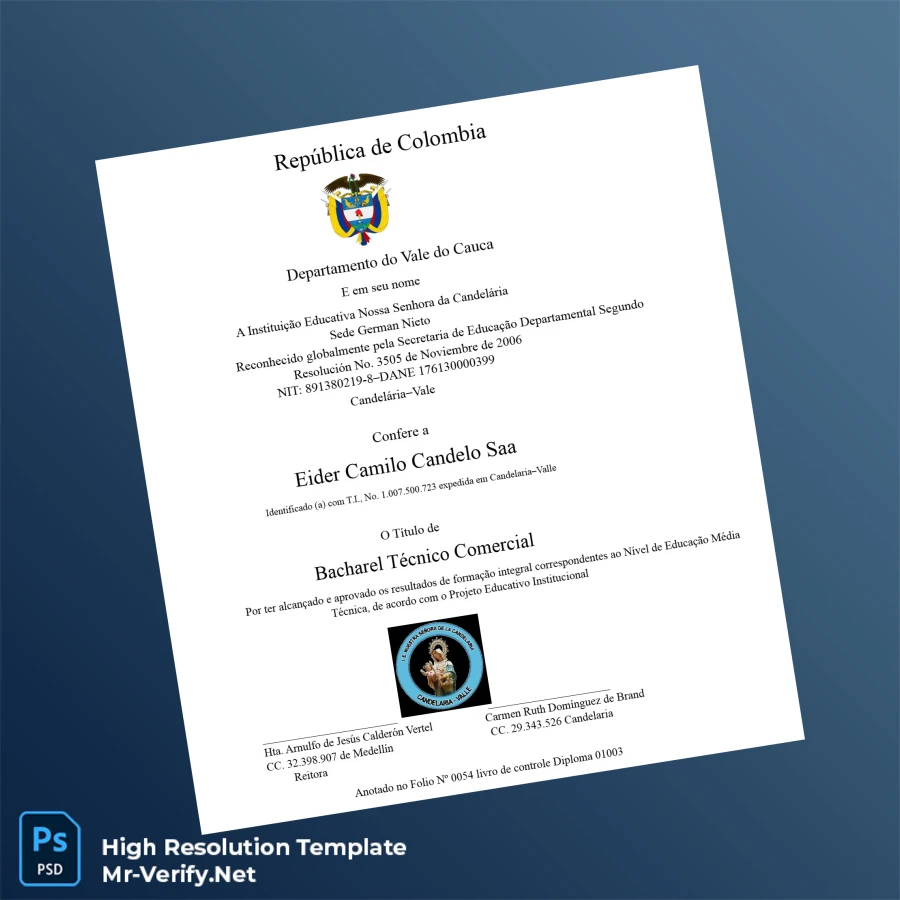 Colombia Institución Educativa Nuestra Señora da Candelária Bachelor of Commercial Technology Template – Fully Editable & Print-Ready 2 Page Colombia Institución Educativa Nuestra Señora da Candelária Bachelor of Commercial Technology Template – Fully Editable & Print-Ready 2 Page
