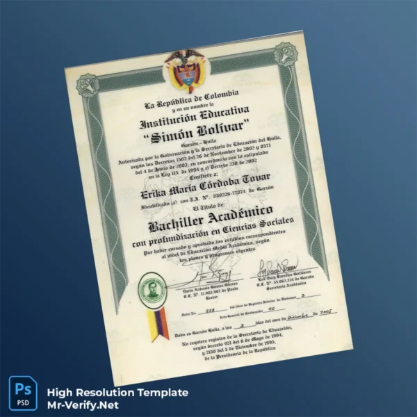 Printable Colombia Institución Educativa _Simón Bolívar_ Bachelor of Academic Studies with Emphasis in Social Sciences Template Image Preview - PrintDocs
