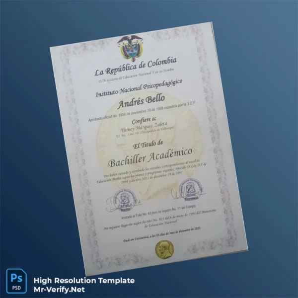 Colombia Instituto Nacional Psicopedagógico Bachiller Académico Template – Fully Editable, Print-Ready Colombia Instituto Nacional Psicopedagógico Bachiller Académico Template – Fully Editable, Print-Ready
