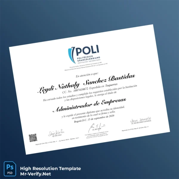 Colombia Politécnico Grancolombiano Bachelor of Business Administration Template – Fully Editable Print-Ready Colombia Politécnico Grancolombiano Bachelor of Business Administration Template – Fully Editable Print-Ready