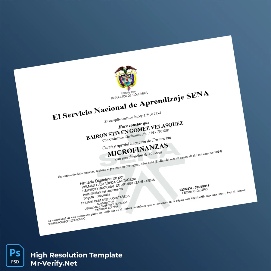 Colombia Servicio Nacional de Aprendizaje SENA Microfinance Diploma – Fully Editable & Print-Ready Colombia Servicio Nacional de Aprendizaje SENA Microfinance Diploma – Fully Editable & Print-Ready