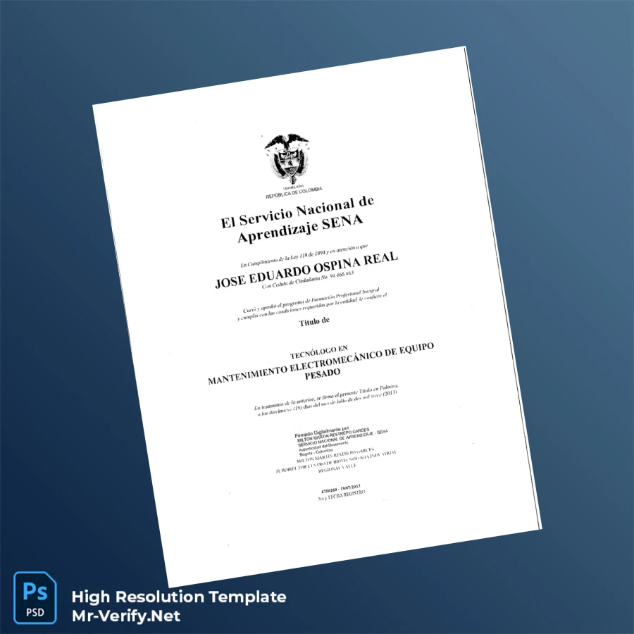 Colombia Servicio Nacional de Aprendizaje SENA Técnico en Mantenimiento Electromecánico Template – Fully Editable Colombia Servicio Nacional de Aprendizaje SENA Técnico en Mantenimiento Electromecánico Template – Fully Editable