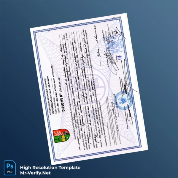 Democratic Republic of the Congo Université de Bukavu Diploma Template – Fully Editable, High Resolution Democratic Republic of the Congo Université de Bukavu Diploma Template – Fully Editable, High Resolution