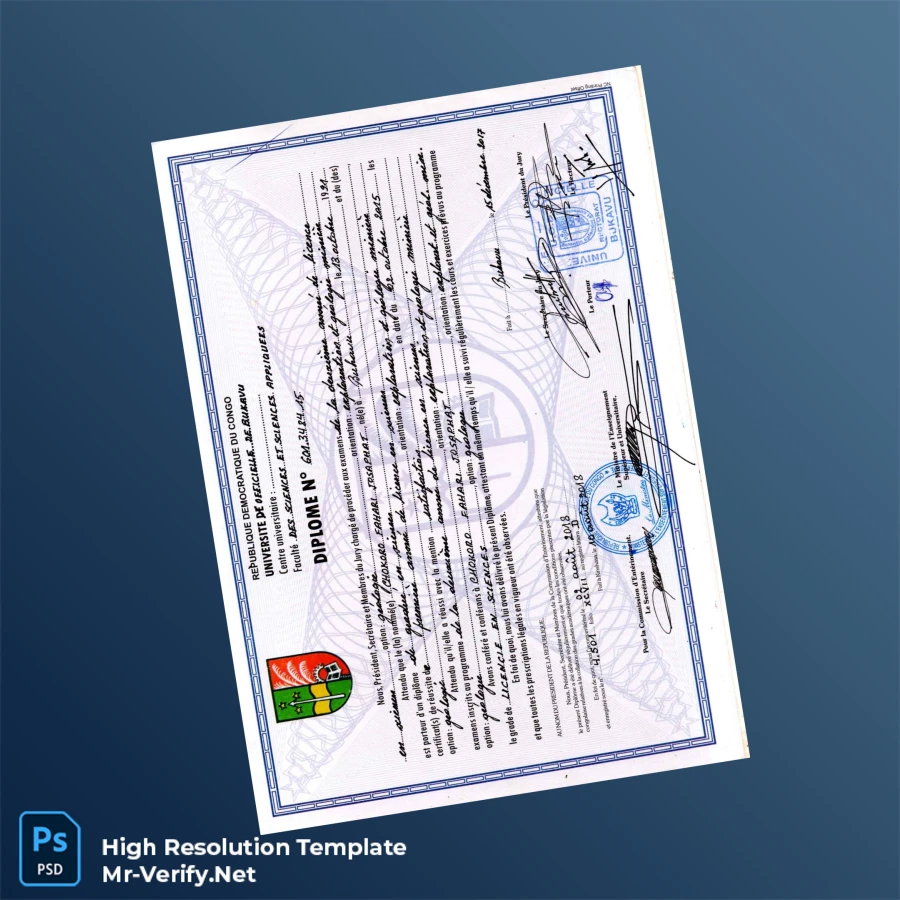 Democratic Republic of the Congo Université de Bukavu Diploma Template – Fully Editable, High Resolution Democratic Republic of the Congo Université de Bukavu Diploma Template – Fully Editable, High Resolution