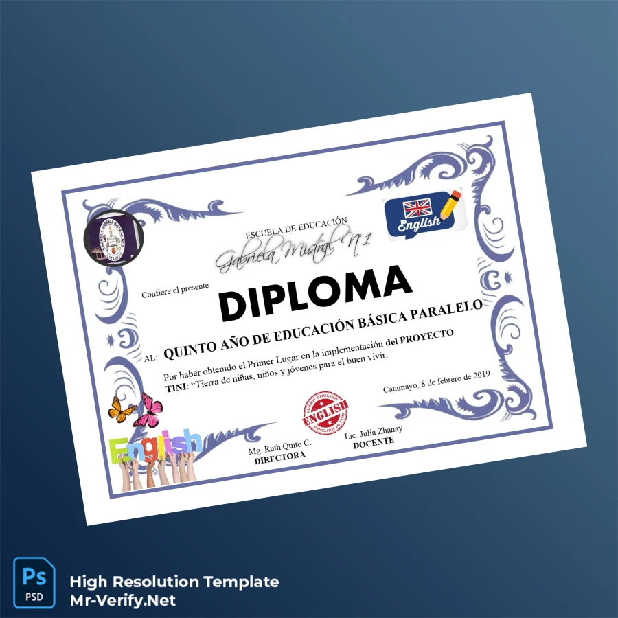 Ecuador Escuela de Educación Gabriela Mistral No. 1 Diploma Template – Fully Editable & High Resolution Ecuador Escuela de Educación Gabriela Mistral No. 1 Diploma Template – Fully Editable & High Resolution