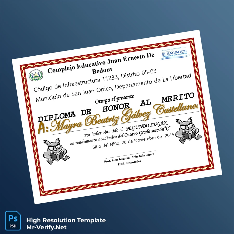 El Salvador Complejo Educativo Juan Ernesto de Bedout Honor Diploma Template – Fully Editable & Print-Ready 3 Page El Salvador Complejo Educativo Juan Ernesto de Bedout Honor Diploma Template – Fully Editable & Print-Ready 3 Page