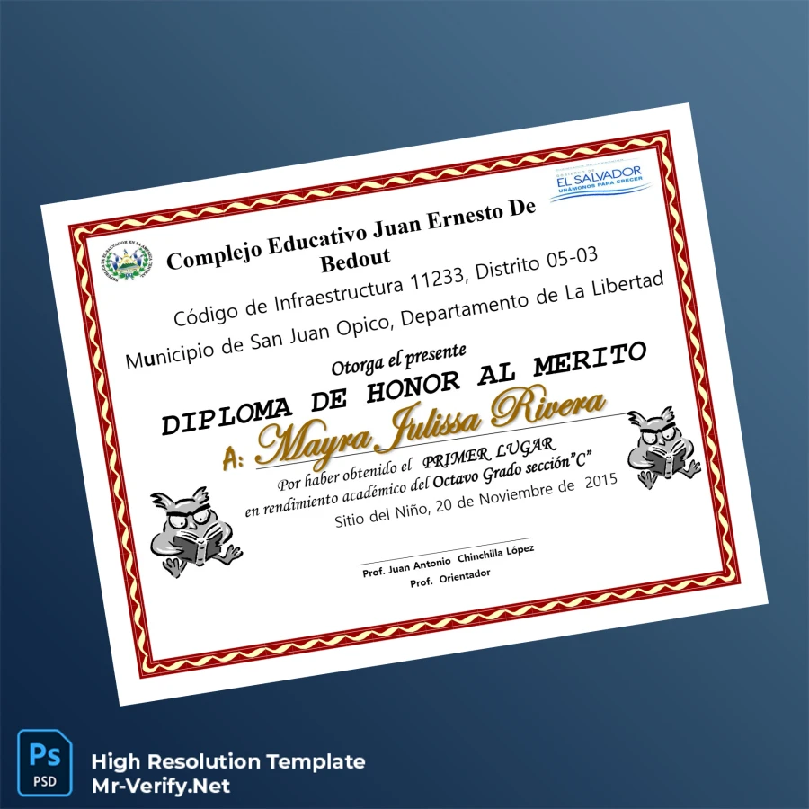 El Salvador Complejo Educativo Juan Ernesto de Bedout Honor Diploma Template – Fully Editable & Print-Ready 3 Page El Salvador Complejo Educativo Juan Ernesto de Bedout Honor Diploma Template – Fully Editable & Print-Ready 3 Page