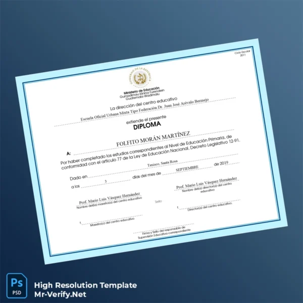 Guatemala Escuela Oficial Urbana Mixta Tipo Federación Dr. Juan José Arévalo Bermejo Primary Education Diploma – Fully Editable High Resolution Guatemala Escuela Oficial Urbana Mixta Tipo Federación Dr. Juan José Arévalo Bermejo Primary Education Diploma – Fully Editable High Resolution