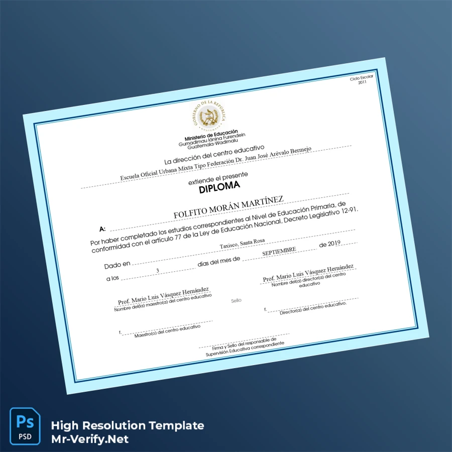 Guatemala Escuela Oficial Urbana Mixta Tipo Federación Dr. Juan José Arévalo Bermejo Primary Education Diploma – Fully Editable High Resolution Guatemala Escuela Oficial Urbana Mixta Tipo Federación Dr. Juan José Arévalo Bermejo Primary Education Diploma – Fully Editable High Resolution