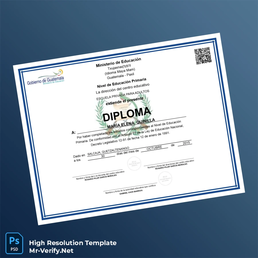 Guatemala Escuela Privada para Adultos Primary Education Diploma – Fully Editable, High Resolution Guatemala Escuela Privada para Adultos Primary Education Diploma – Fully Editable, High Resolution