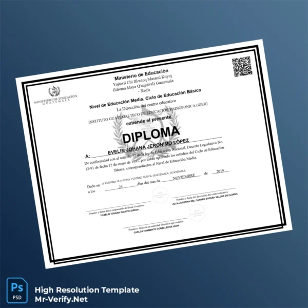 Guatemala Instituto Guatemalteco de Educación Radiofónica High School Diploma – Fully Editable & High Resolution Guatemala Instituto Guatemalteco de Educación Radiofónica High School Diploma – Fully Editable & High Resolution