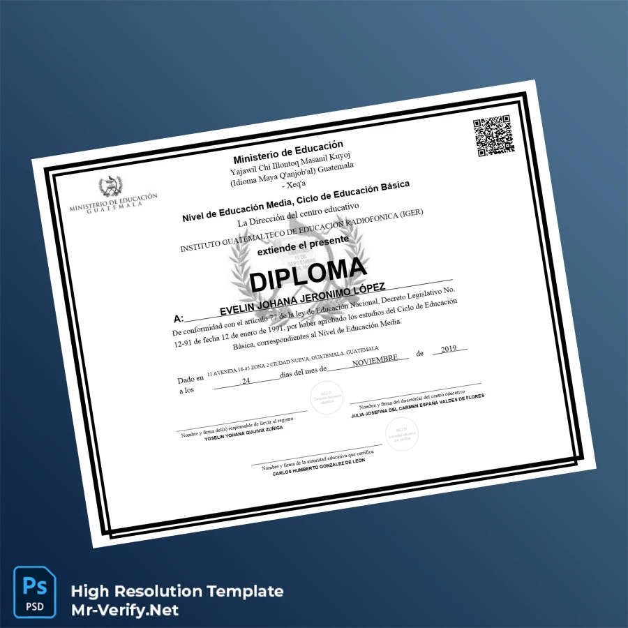 Guatemala Instituto Guatemalteco de Educación Radiofónica High School Diploma – Fully Editable & High Resolution Guatemala Instituto Guatemalteco de Educación Radiofónica High School Diploma – Fully Editable & High Resolution