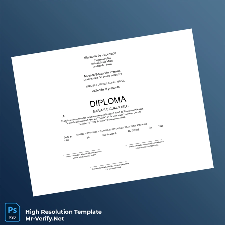 Guatemala Instituto Nacional de Educación Básica de Telesecundaria Primary Education Diploma – Fully Editable High Resolution 3 Page Guatemala Instituto Nacional de Educación Básica de Telesecundaria Primary Education Diploma – Fully Editable High Resolution 3 Page