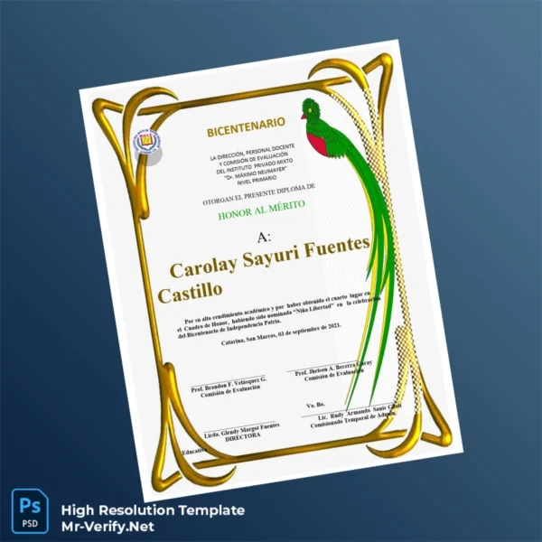 Guatemala Instituto Privado Mixto Bachelor of Honor Diploma Template – Fully Editable & Print-Ready 2 Page Guatemala Instituto Privado Mixto Bachelor of Honor Diploma Template – Fully Editable & Print-Ready 2 Page