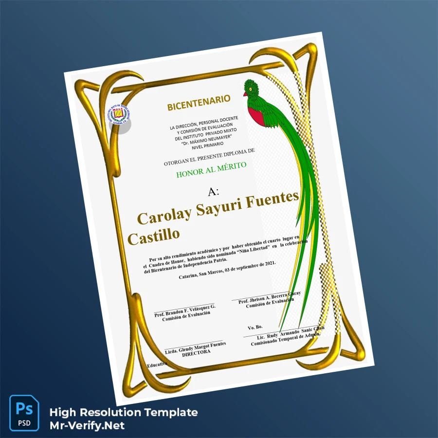 Guatemala Instituto Privado Mixto Bachelor of Honor Diploma Template – Fully Editable & Print-Ready 2 Page Guatemala Instituto Privado Mixto Bachelor of Honor Diploma Template – Fully Editable & Print-Ready 2 Page