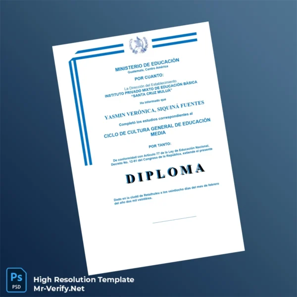 Guatemala Instituto Privado Mixto de Educación Básica Santa Cruz Mulú Diploma – Fully Editable & Print-Ready 2 Page Guatemala Instituto Privado Mixto de Educación Básica Santa Cruz Mulú Diploma – Fully Editable & Print-Ready 2 Page