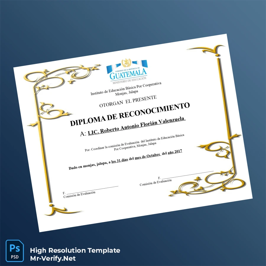 Guatemala Instituto de Educación Básica Por Cooperativa Diploma of Recognition – Fully Editable & High Resolution Guatemala Instituto de Educación Básica Por Cooperativa Diploma of Recognition – Fully Editable & High Resolution