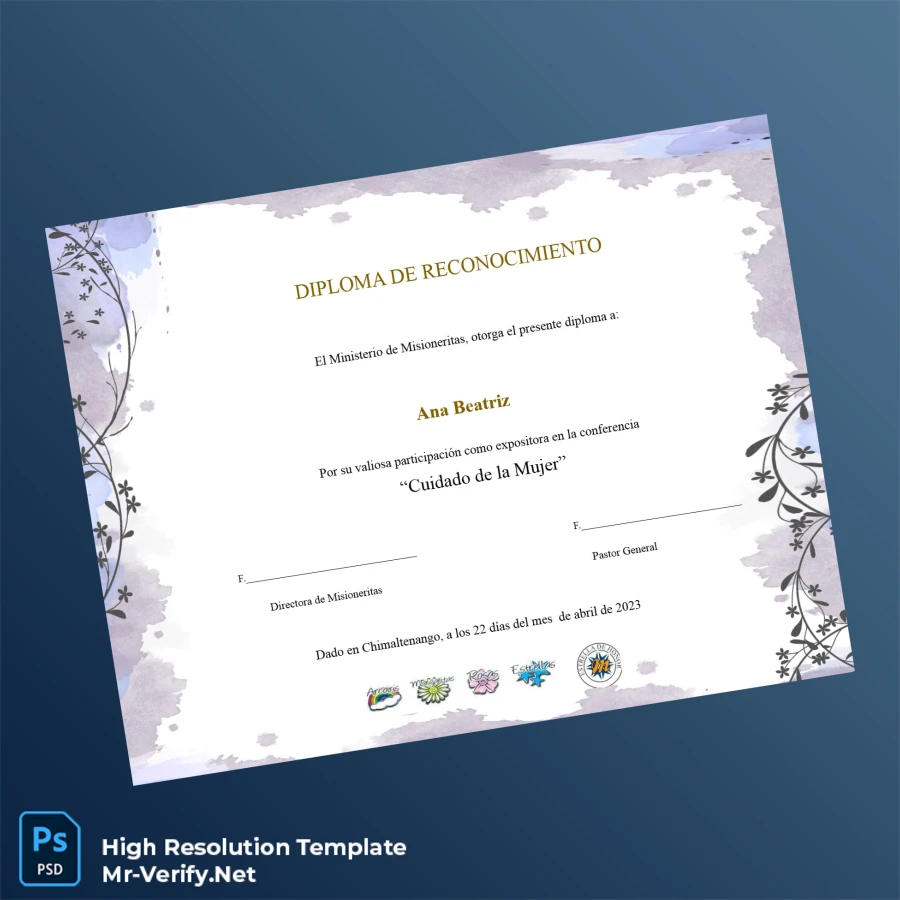 Guatemala Ministerio de Misioneritas Recognition Diploma Template – Fully Editable & Print-Ready Guatemala Ministerio de Misioneritas Recognition Diploma Template – Fully Editable & Print-Ready