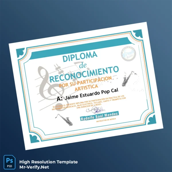 Guatemala Music Diploma Certificate – Fully Editable & High Resolution Template Guatemala Music Diploma Certificate – Fully Editable & High Resolution Template