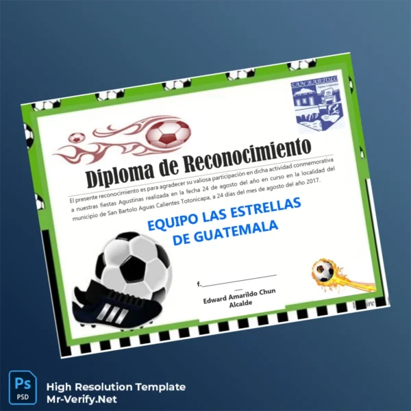 Guatemala San Bartolo Aguas Calientes Recognition Diploma Template – Fully Editable & Print-Ready Guatemala San Bartolo Aguas Calientes Recognition Diploma Template – Fully Editable & Print-Ready