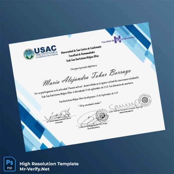 Guatemala University of San Carlos of Guatemala Participation Diploma – Fully Editable & Print-Ready Guatemala University of San Carlos of Guatemala Participation Diploma – Fully Editable & Print-Ready