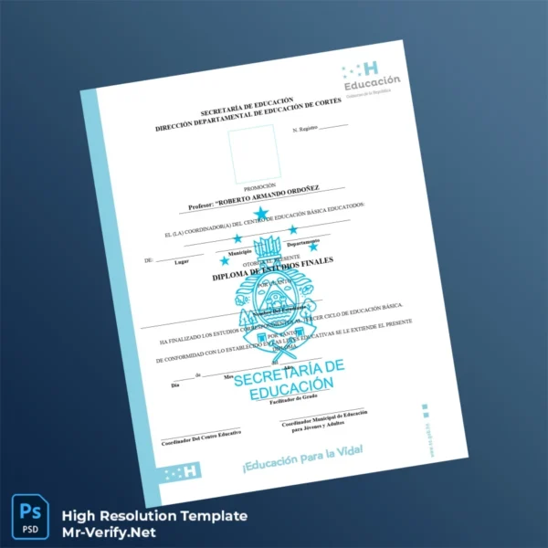 Honduras Diploma de Basic Studies Certificate – Fully Editable Print-Ready Honduras Diploma de Basic Studies Certificate – Fully Editable Print-Ready