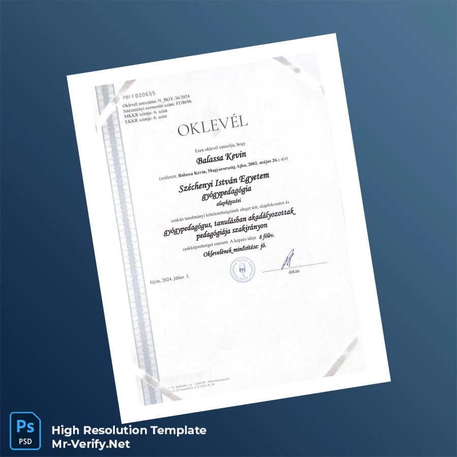 Hungary Széchenyi István University Bachelor of Science in Educational Therapy Template – Fully Editable & Print-Ready 2 Page Hungary Széchenyi István University Bachelor of Science in Educational Therapy Template – Fully Editable & Print-Ready 2 Page