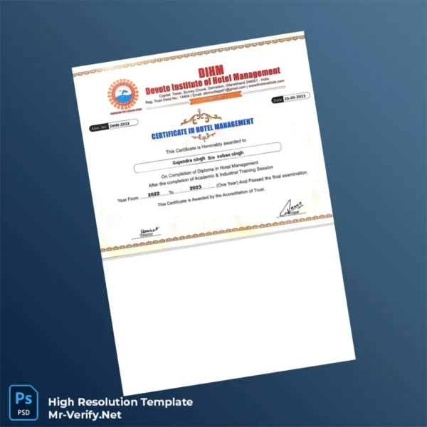 India DIM College Diploma in Hotel Management Template – Fully Editable & High Resolution 2 Page India DIM College Diploma in Hotel Management Template – Fully Editable & High Resolution 2 Page