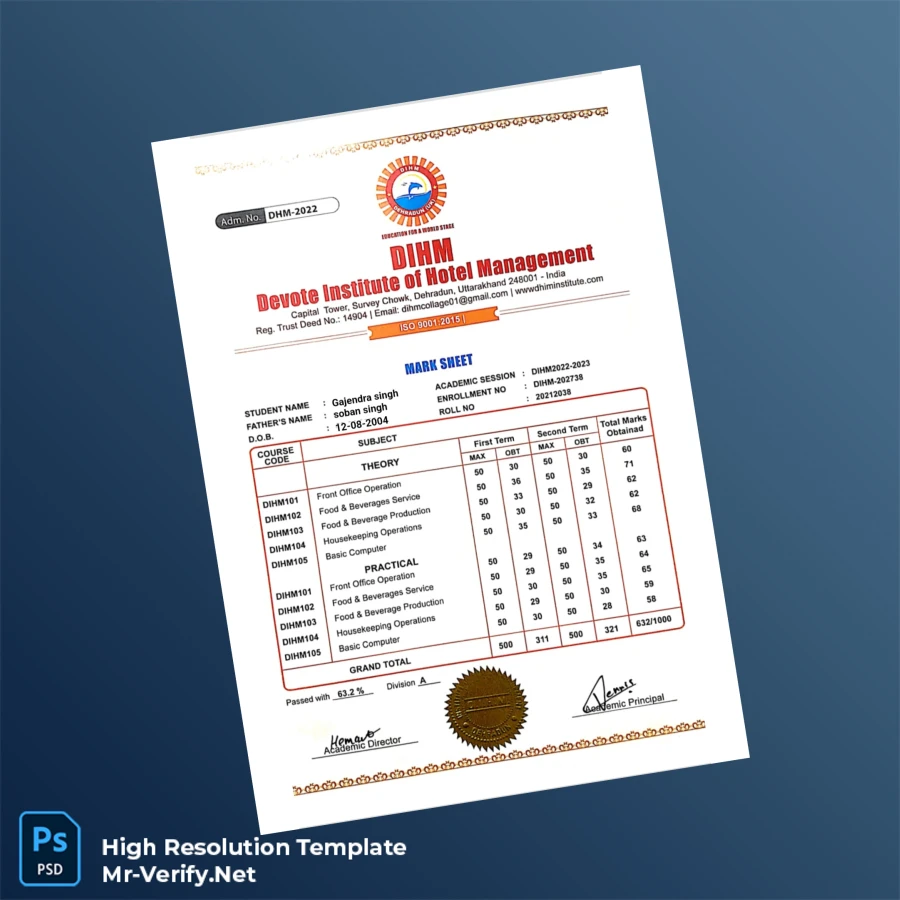 India DIM College Diploma in Hotel Management Template – Fully Editable & High Resolution 2 Page India DIM College Diploma in Hotel Management Template – Fully Editable & High Resolution 2 Page