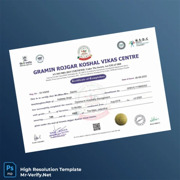 India Gramin Rojgar Koshal Vikas Centre Diploma in Hospitality Management Template – Fully Editable 2 Page India Gramin Rojgar Koshal Vikas Centre Diploma in Hospitality Management Template – Fully Editable 2 Page