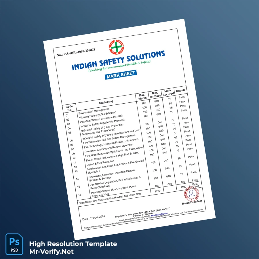 India Indian Safety Solutions Diploma in Industrial Fire & Construction Safety Management Template – Fully Editable & Print-Ready 6 Page India Indian Safety Solutions Diploma in Industrial Fire & Construction Safety Management Template – Fully Editable & Print-Ready 6 Page