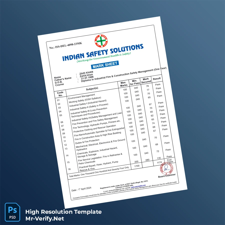 India Indian Safety Solutions Diploma in Industrial Fire & Construction Safety Management Template – Fully Editable & Print-Ready 6 Page India Indian Safety Solutions Diploma in Industrial Fire & Construction Safety Management Template – Fully Editable & Print-Ready 6 Page