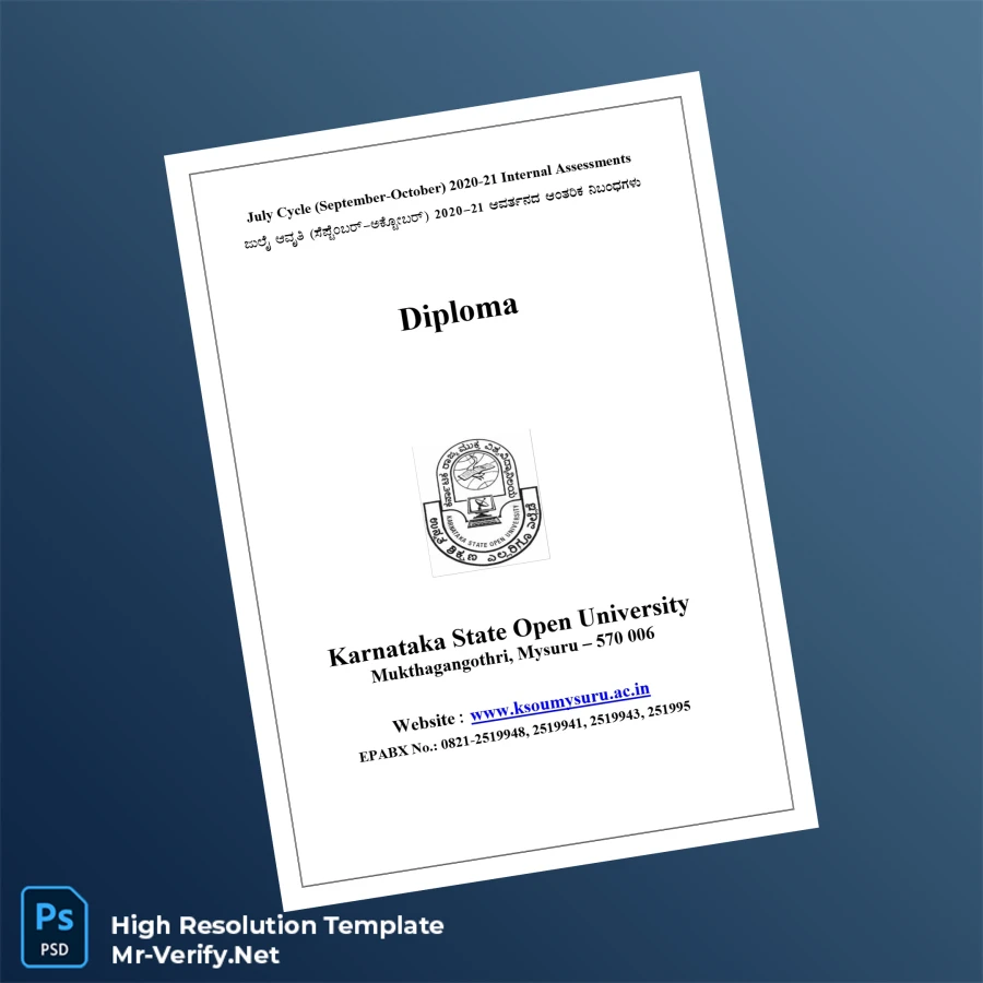 India Karnataka State Open University Diploma Template – Fully Editable & Print-Ready 8 Page India Karnataka State Open University Diploma Template – Fully Editable & Print-Ready 8 Page