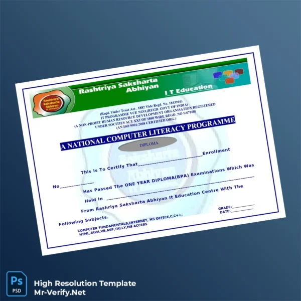 India Touch Stone Institute of IT & Management National Computer Literacy Diploma – Fully Editable & Print-Ready 2 Page India Touch Stone Institute of IT & Management National Computer Literacy Diploma – Fully Editable & Print-Ready 2 Page