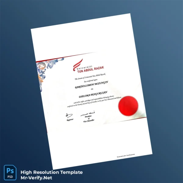 Malaysia Universiti Tun Abdul Razak Diploma in Management Template – Fully Editable & Print-Ready Malaysia Universiti Tun Abdul Razak Diploma in Management Template – Fully Editable & Print-Ready