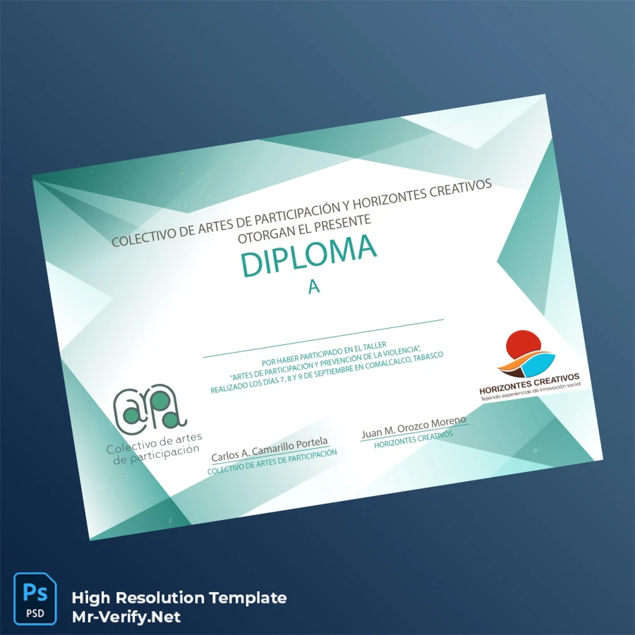 Mexico Colectivo de Artes de Participación Diploma Template – Fully Editable & High Resolution Mexico Colectivo de Artes de Participación Diploma Template – Fully Editable & High Resolution