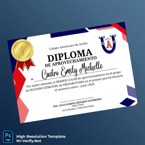 Mexico Colegio Americano de Acuña Diploma of Achievement Template – Fully Editable & High Resolution 6 Page Mexico Colegio Americano de Acuña Diploma of Achievement Template – Fully Editable & High Resolution 6 Page
